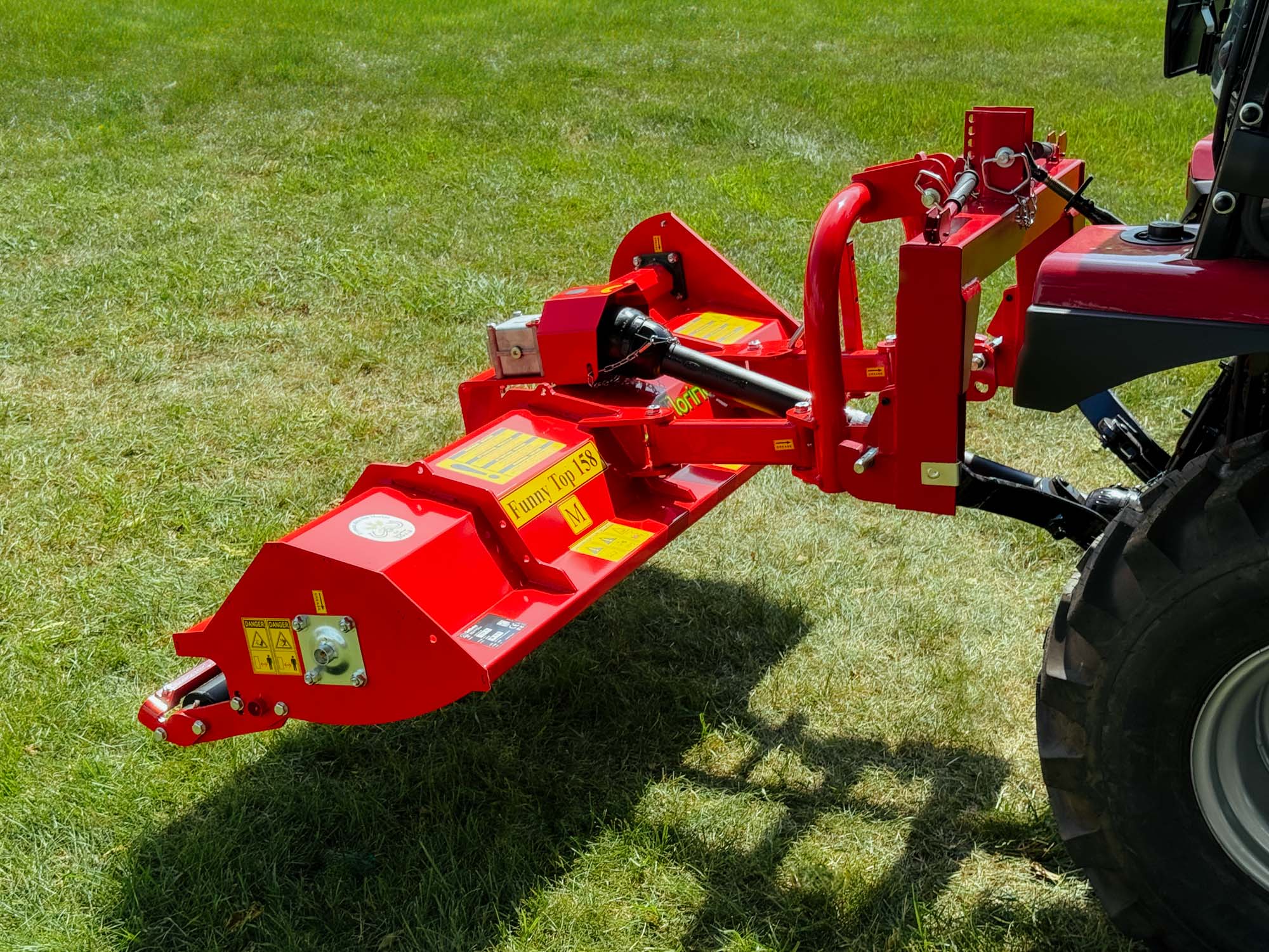 Rear Angle View of Funny Top Offset Flail Mower