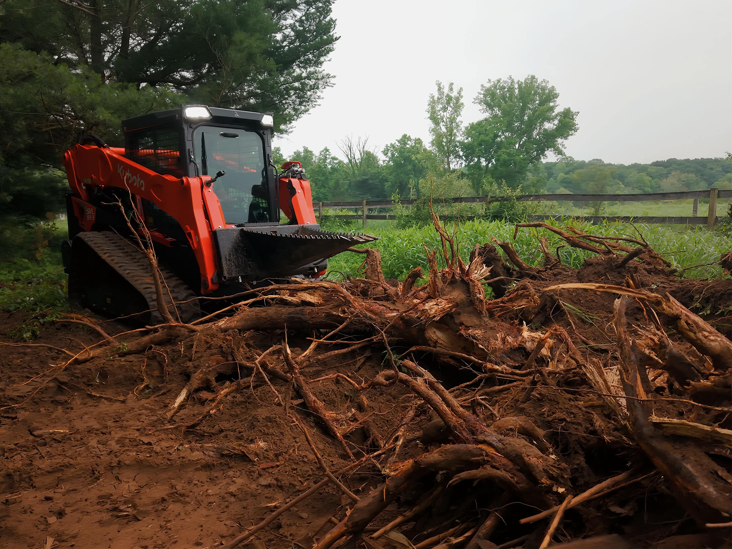 GWT Mega Wrecker (stump bucket) on Kubota Skidsteer