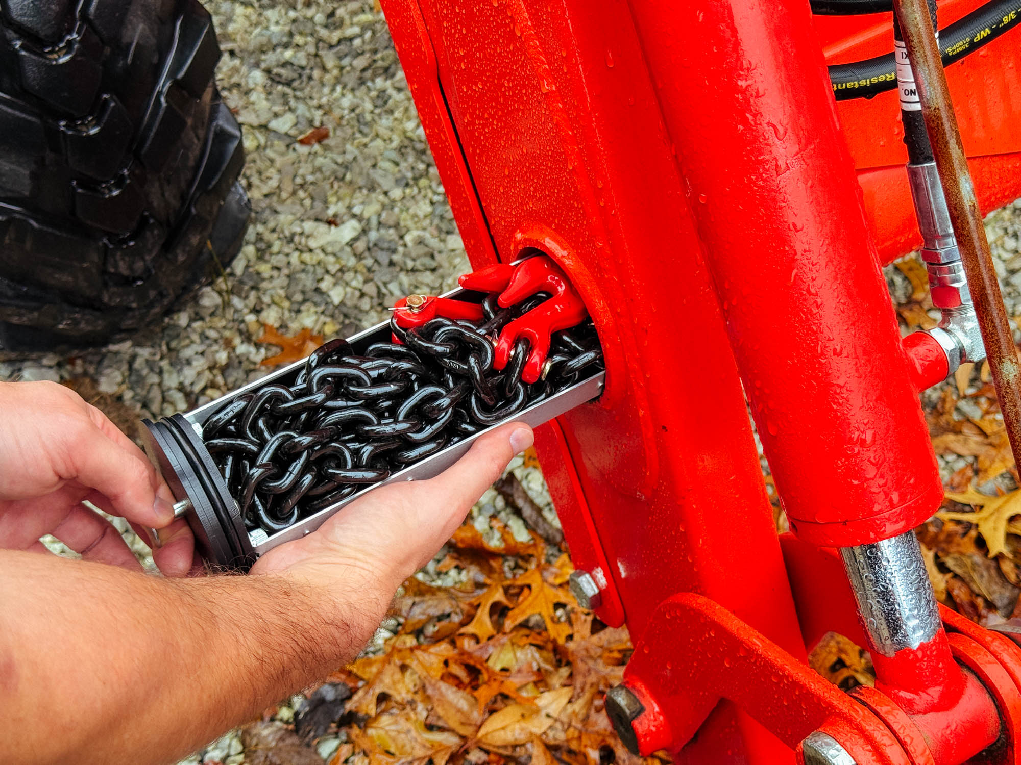 Storing 10 ft of Chain in SnapStow Tool Tray